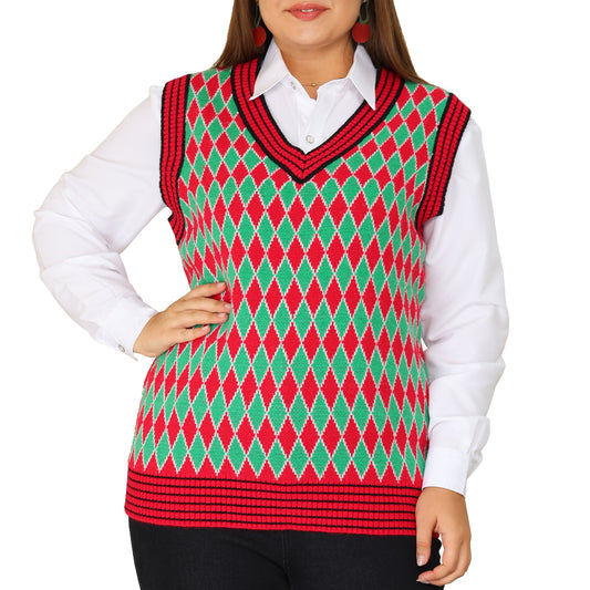 Women's Plus Size Sweater Vest V Neck Sleeveless Knit Pullover Sweater Sleeveless Vests