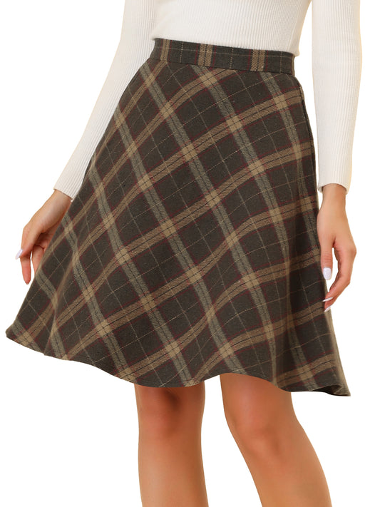 Women's Plaids Tartan Elastic Waist Knee Length A-Line Skirt (Available in Plus Size)