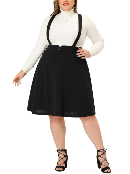 Falda larga de talla grande para mujer, con tirantes, informal, corta y con tiras desmontables