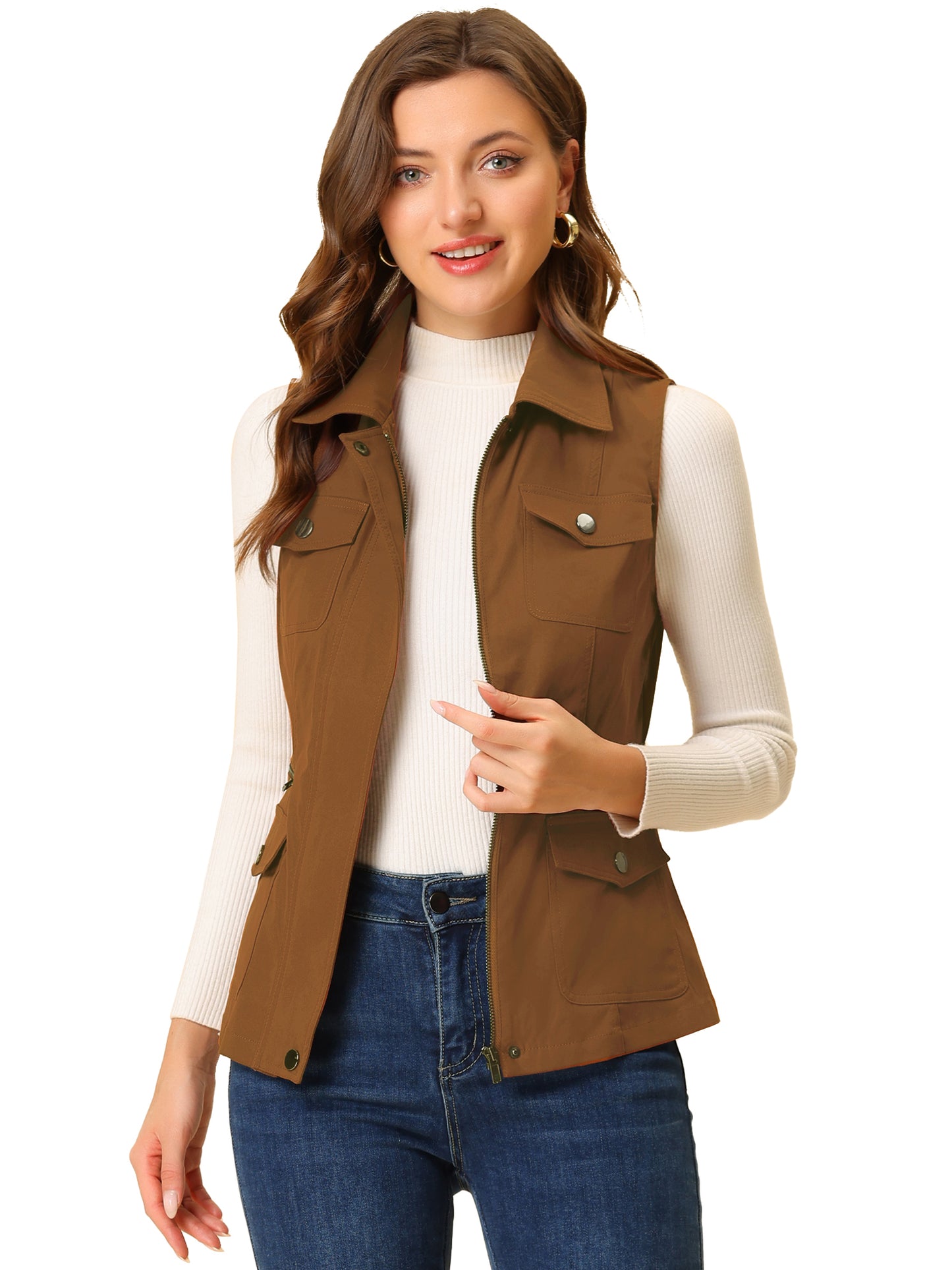 Women's Travel Vest with Pockets Summer Sleeveless Cargo Utility Vest (Available in Plus Size)