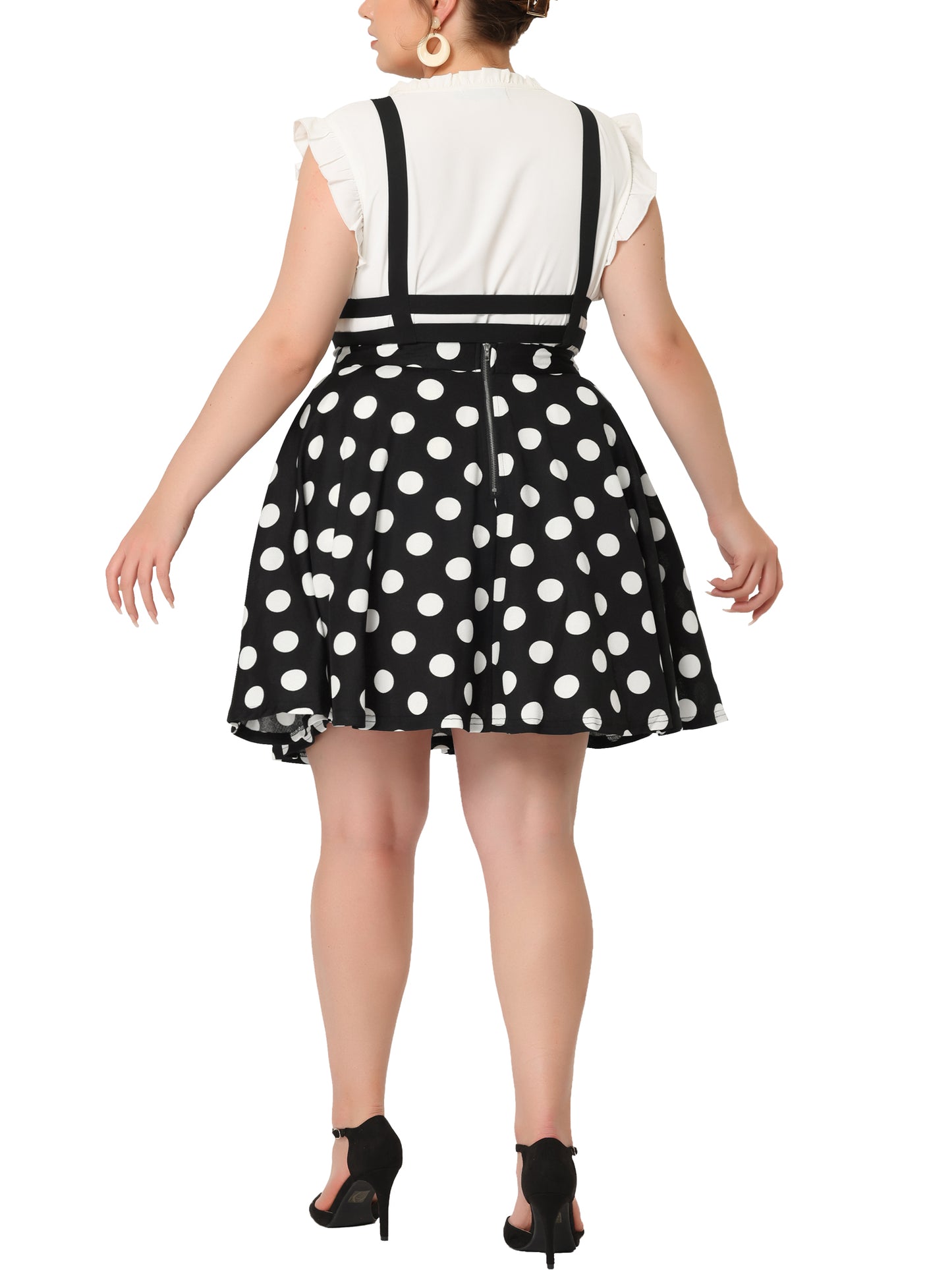 Faldas con tirantes desmontables y lunares para mujer, talla grande, corte A