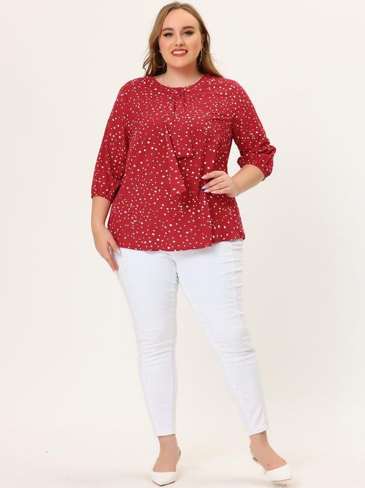 Women's Plus Size Work Round Neck Ruffle Chiffon Blouse Top