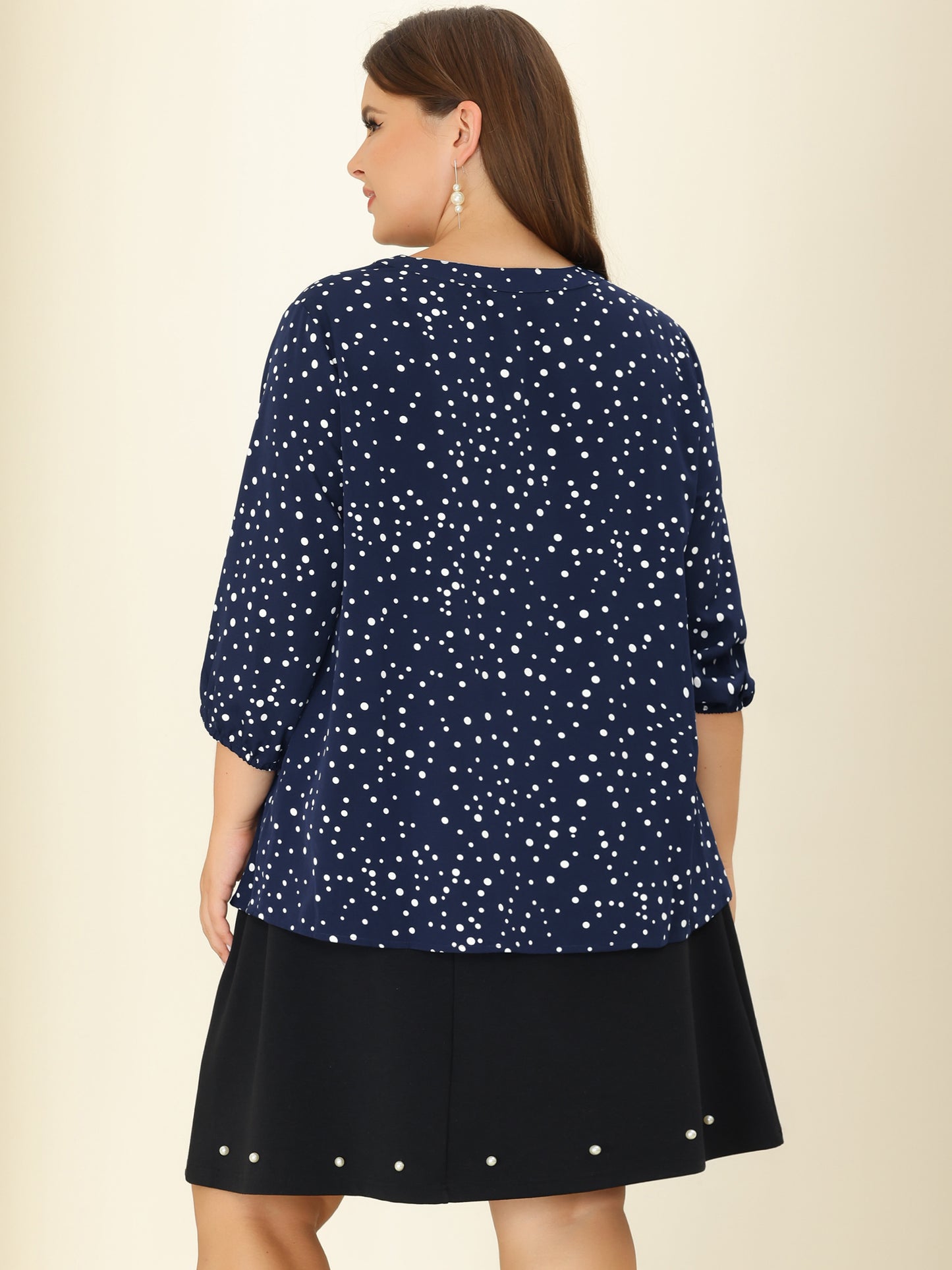 Women's Plus Size Work Round Neck Ruffle Chiffon Blouse Top