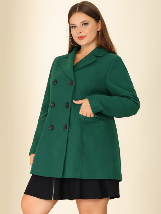 Women's Plus Size Notched Lapel Double Breasted Coat
