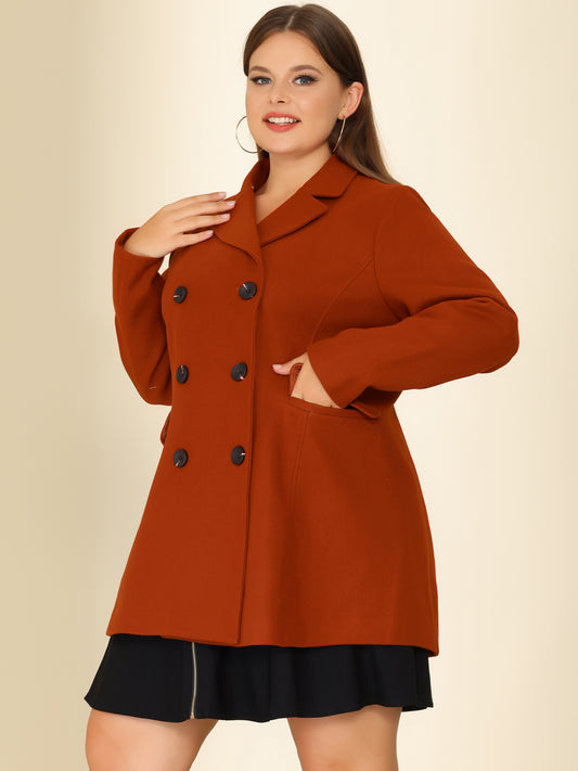 Women's Plus Size Notched Lapel Double Breasted Coat