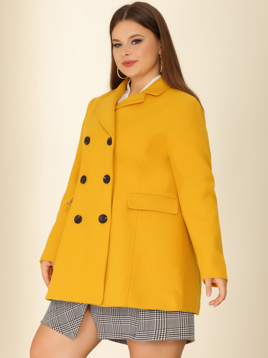 Women's Plus Size Notched Lapel Double Breasted Coat