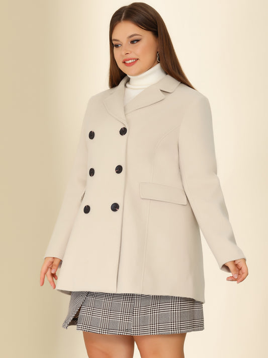 Women's Plus Size Notched Lapel Double Breasted Coat
