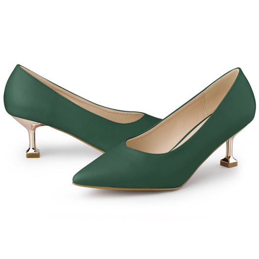 Zapatos de tacón bajo con punta puntiaguda para mujer