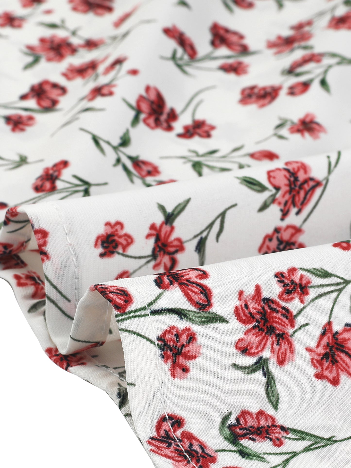 Women's Plus Size Top Floral Printed Ruffle Trim V Neck Layered Sleeve Blouse