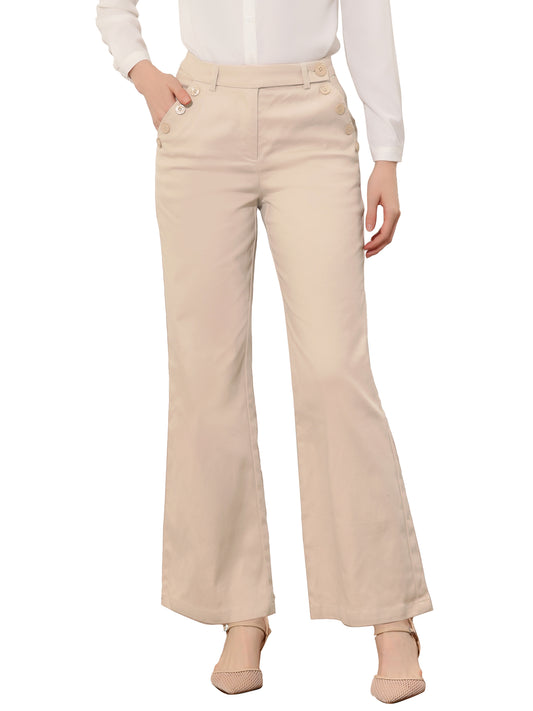 Pantalones largos acampanados de cintura alta para mujer, elegantes pantalones de trabajo