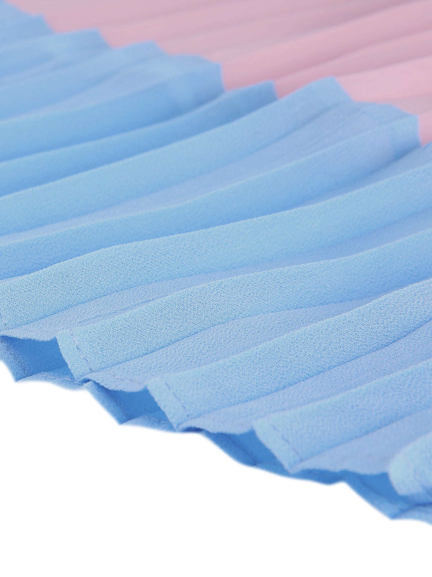 Women's Summer Elastic Waist Color Block A-Line Pleated Chiffon Midi Skirt