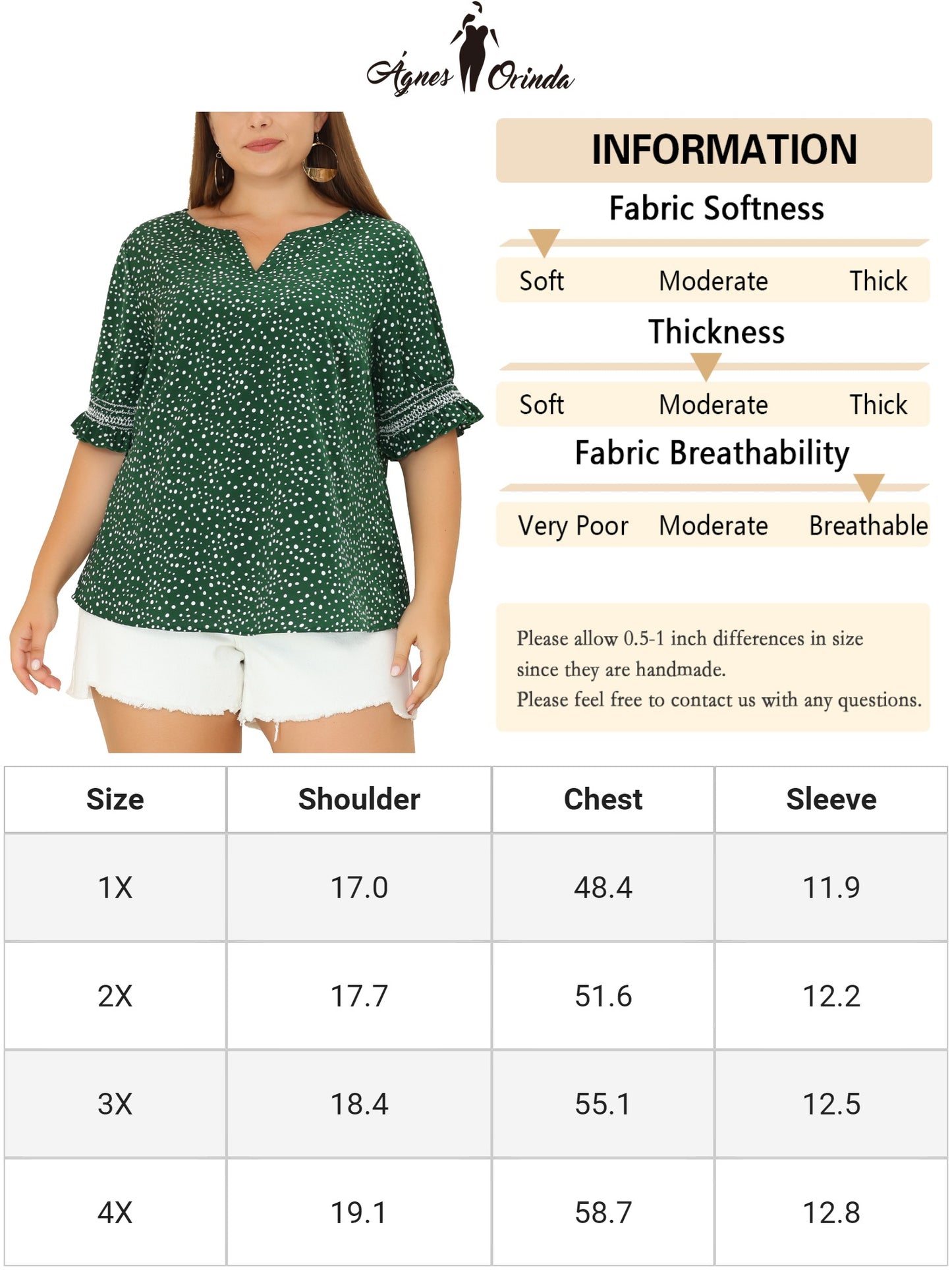Women's Plus Size Blouse Pin Dots Smocked Floral Boho Blouse