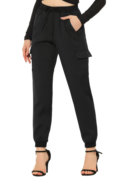 Women's Cargo Pants Ankle Length Casual High Waisted Joggers with Pocket