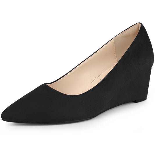 Women's Pointy Toe Slip On Wedges Heels Pumps