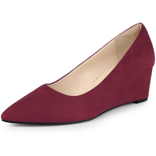 Women's Pointy Toe Slip On Wedges Heels Pumps