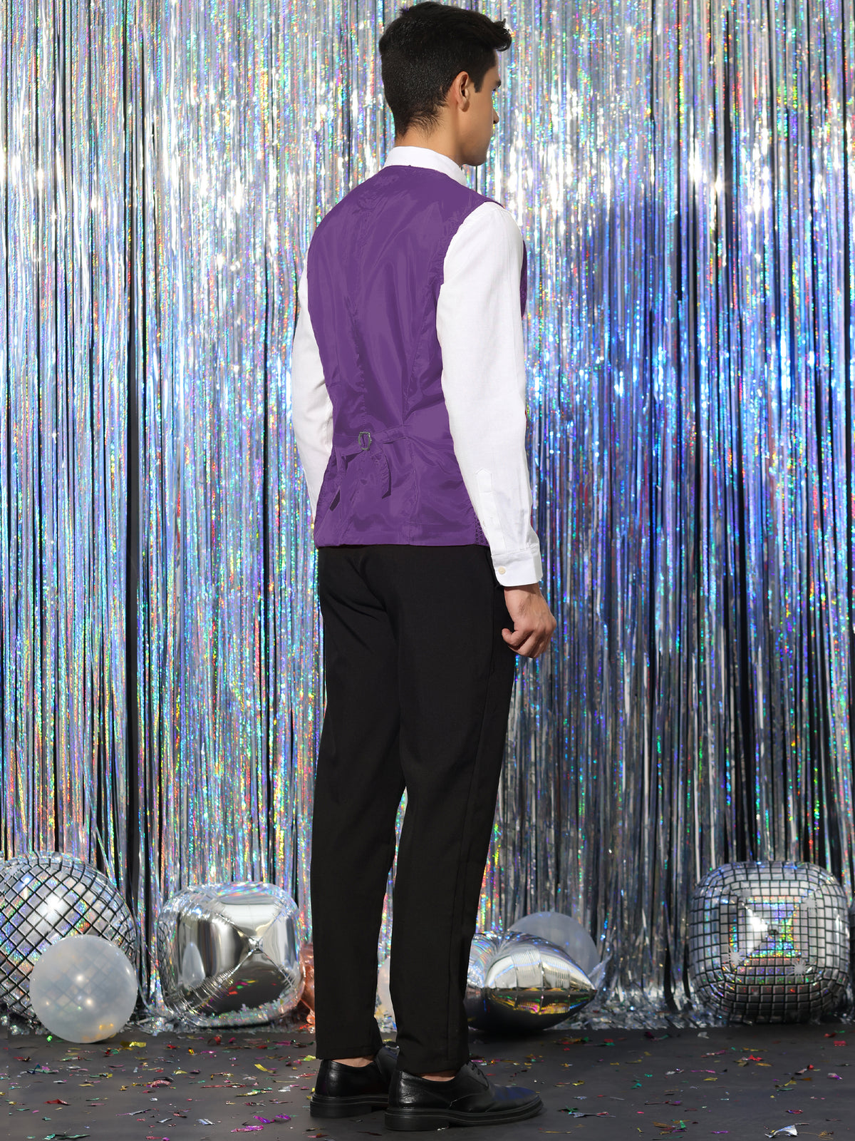 [PACK SALES] Men's 2 Pieces Sparkly Sequin Sleeveless Dress Suit Vest with Bow Tie