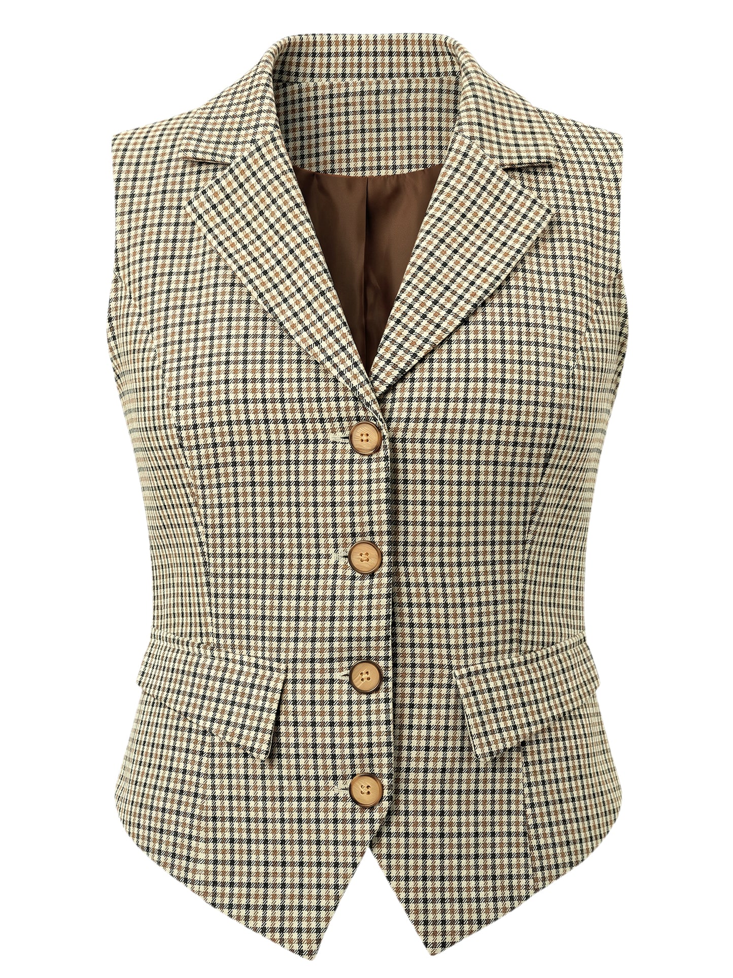 Women's Plaid Waistcoat Notched Lapel Collar Single Breasted Vintage Vest (Available in Plus Size)