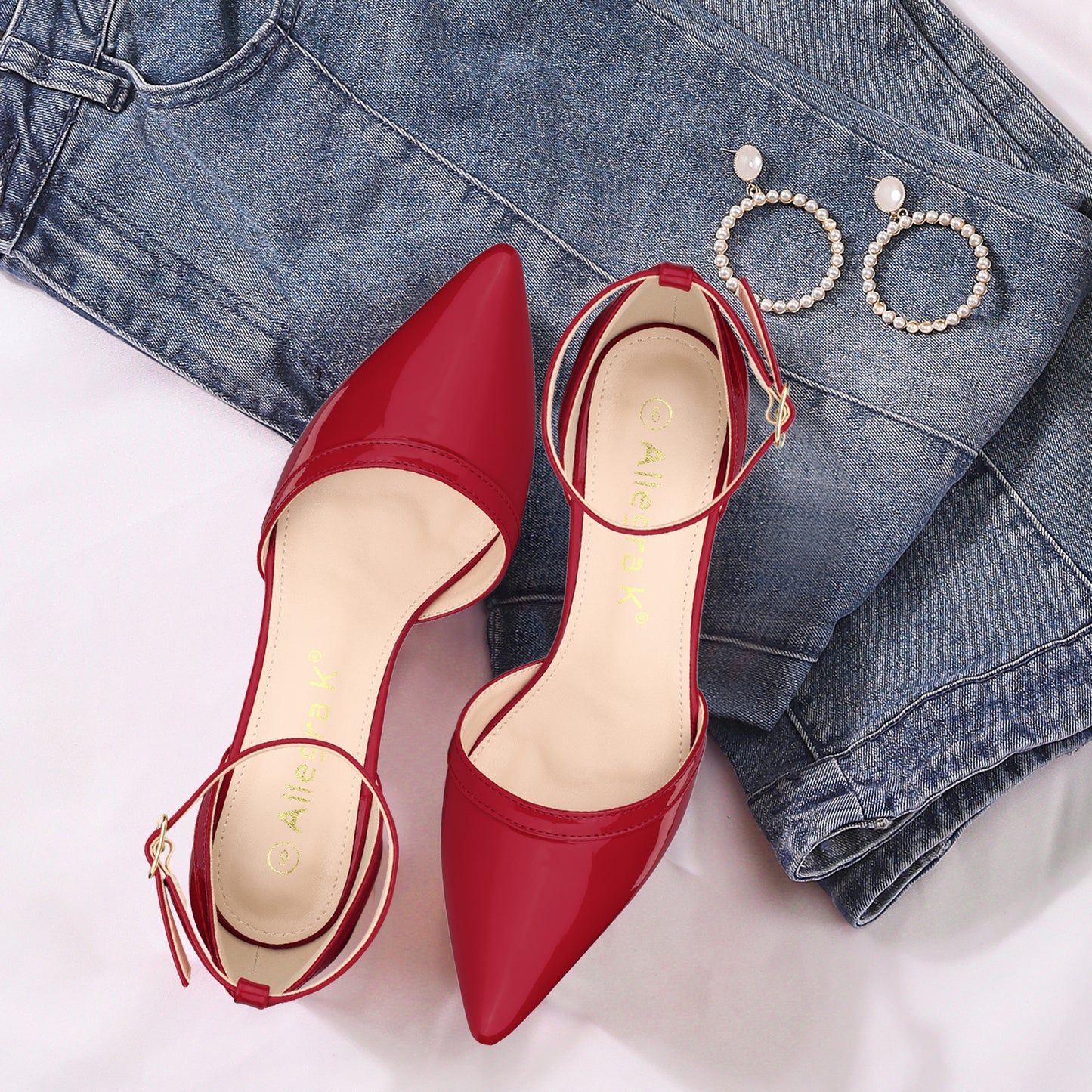 Zapatos de tacón alto de aguja con punta puntiaguda para mujer, con tiras en el tobillo, para boda, novia, fiesta de noche