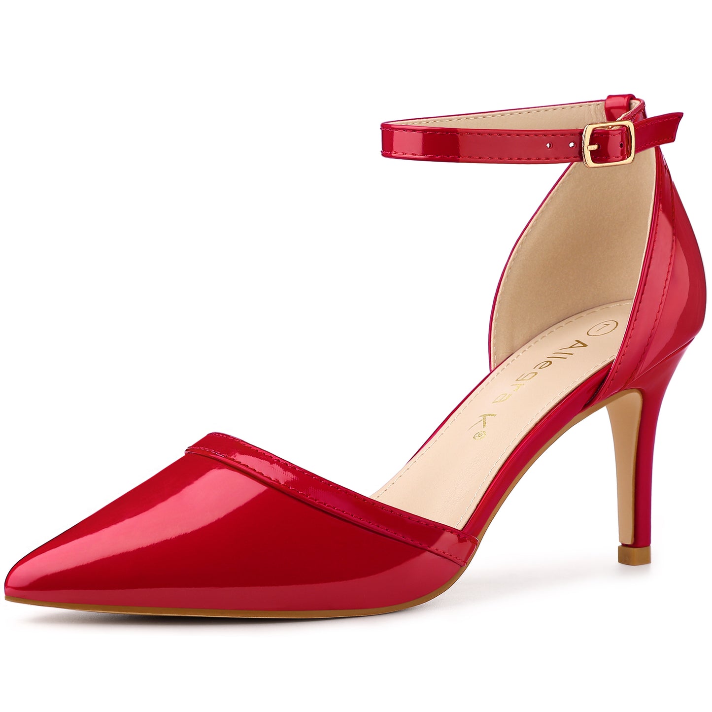 Women's Pointed Toe Stiletto High Heel Pumps Ankle Strap Wedding Bridal Evening Party Dress Shoes