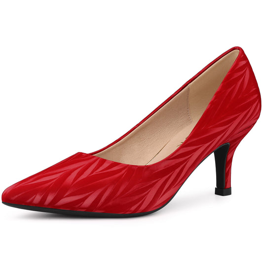 Zapatos de tacón bajo con punta puntiaguda y estampado de hojas para mujer