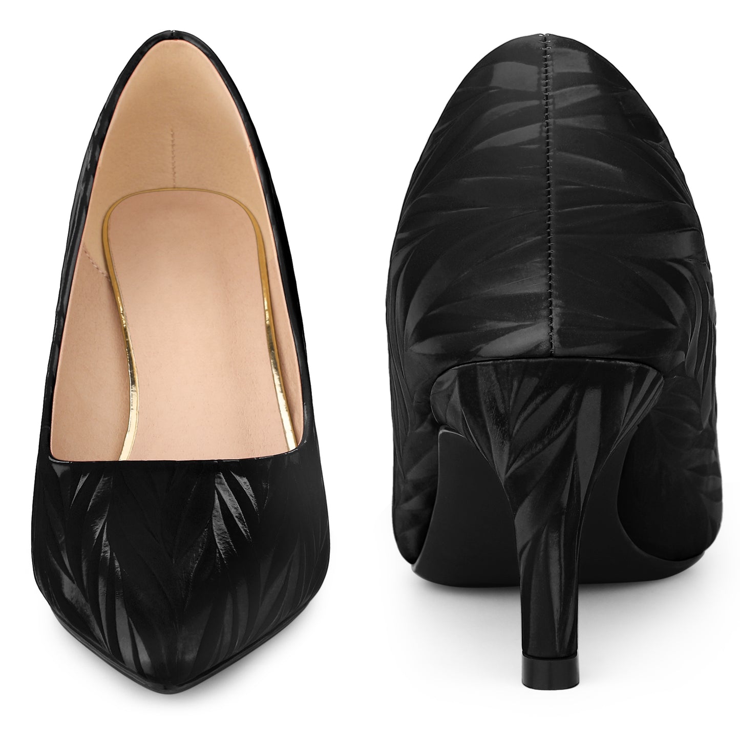 Zapatos de tacón alto con punta puntiaguda para mujer, color rojo, con estampado de hojas, para boda y vestido clásico.