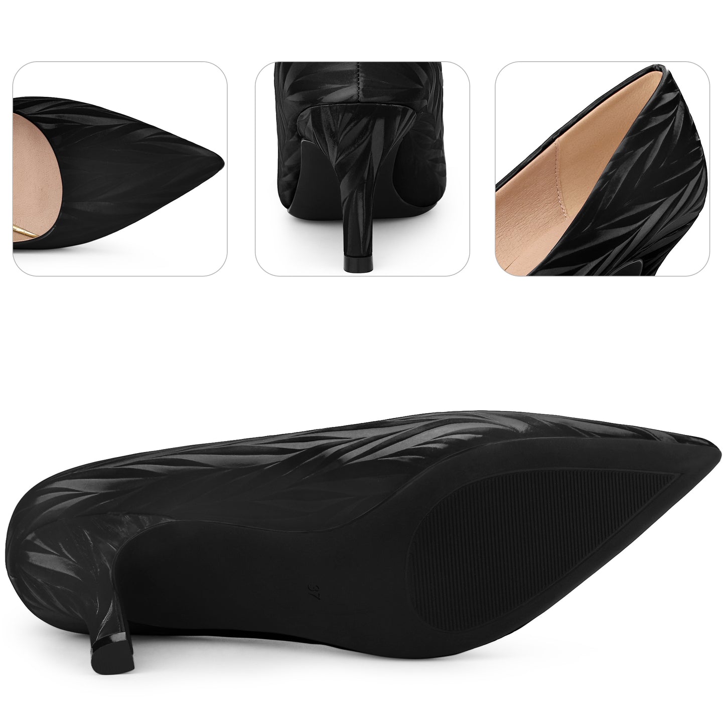Zapatos de tacón alto con punta puntiaguda para mujer, color rojo, con estampado de hojas, para boda y vestido clásico.