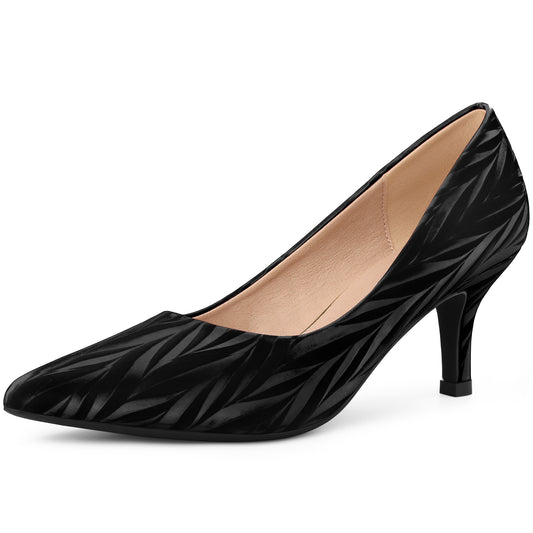 Zapatos de tacón alto con punta puntiaguda para mujer, color rojo, con estampado de hojas, para boda y vestido clásico.