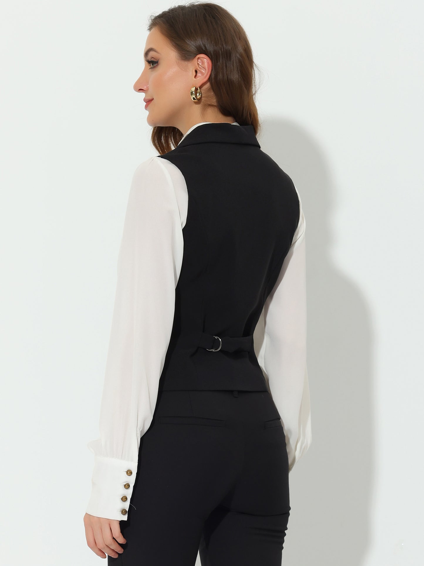 Women's Suit Vest Double Breasted Business Lapel Dressy Waistcoat Vest