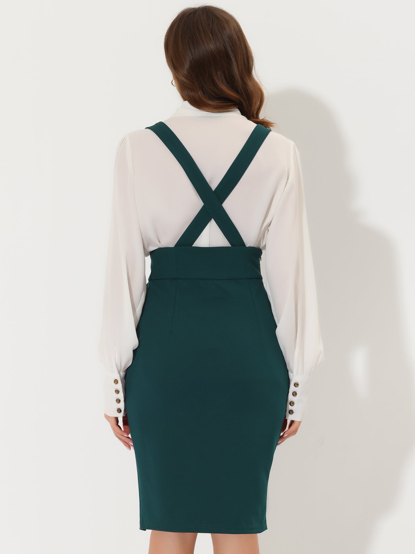 Faldas tubo para mujer, cintura alta, abertura, tirantes ajustables, falda con tirantes