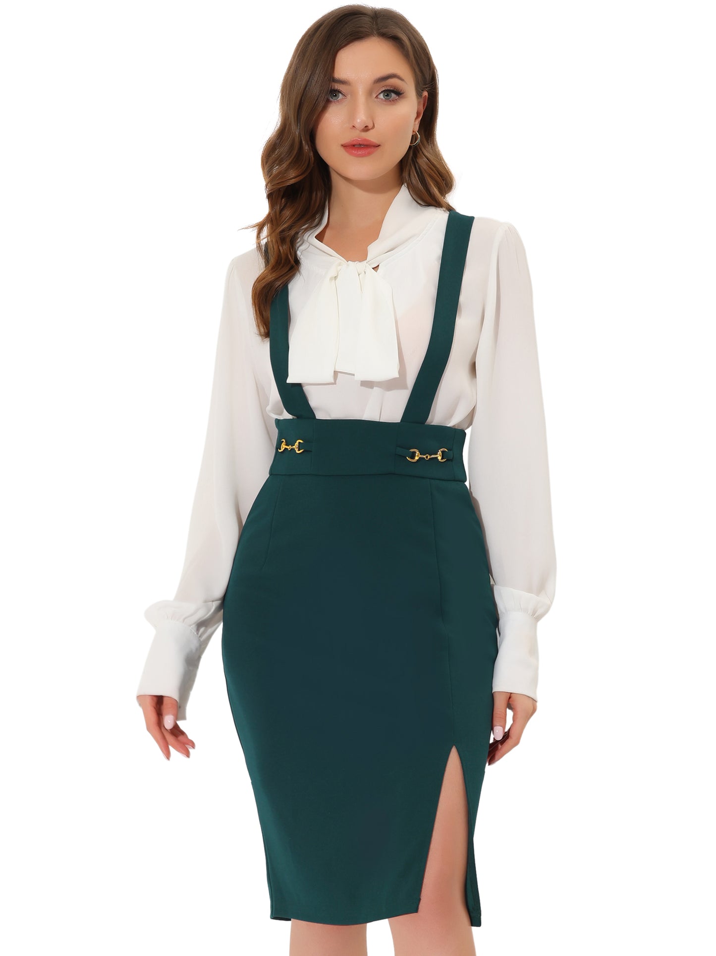 Faldas tubo para mujer, cintura alta, abertura, tirantes ajustables, falda con tirantes