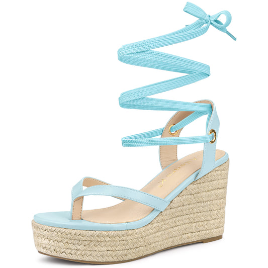 Sandalias de cuña con plataforma y tiras para mujer