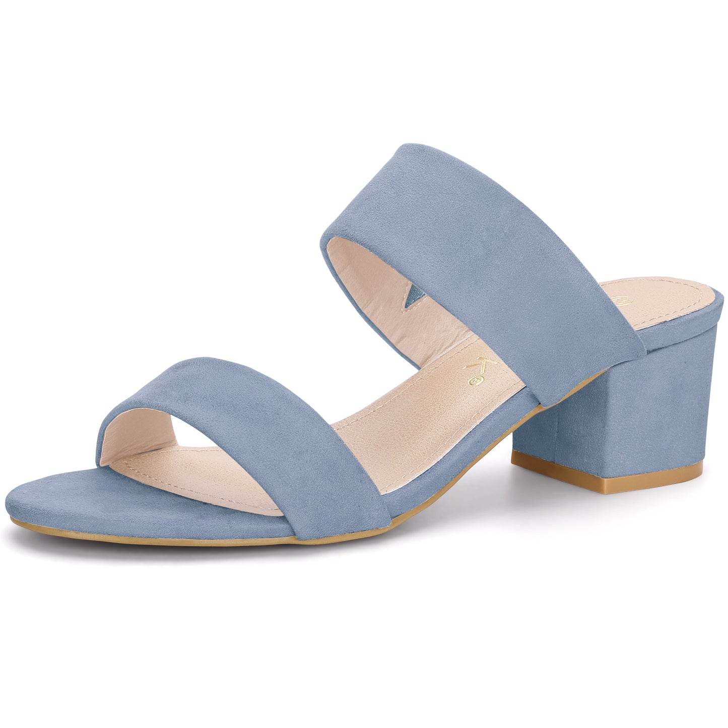 Women's Block Heel Dual Straps Slides Sandals