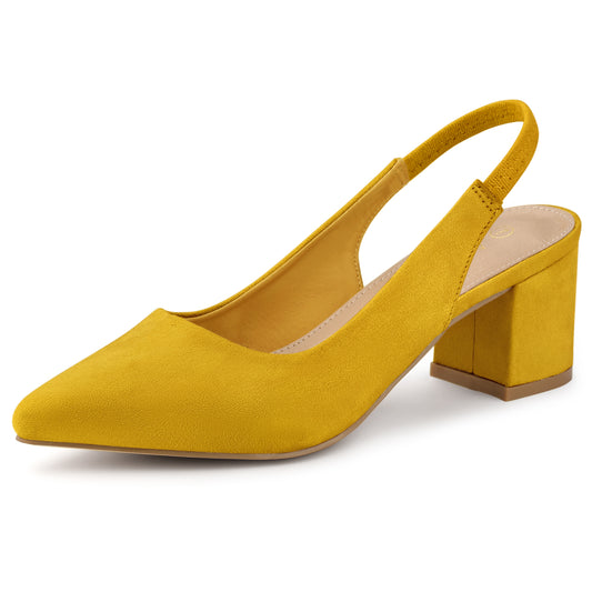 Zapatos de tacón de bloque con punta puntiaguda para mujer