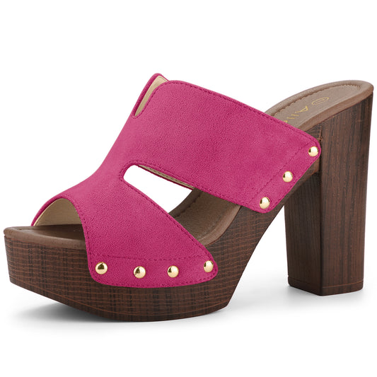 Sandalias de tacón alto con plataforma de ante sintético para mujer