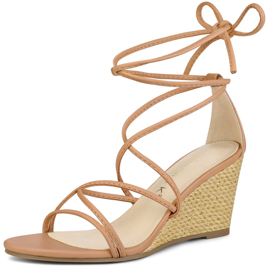 Women's Lace Up Strappy Wedge Heels Sandals