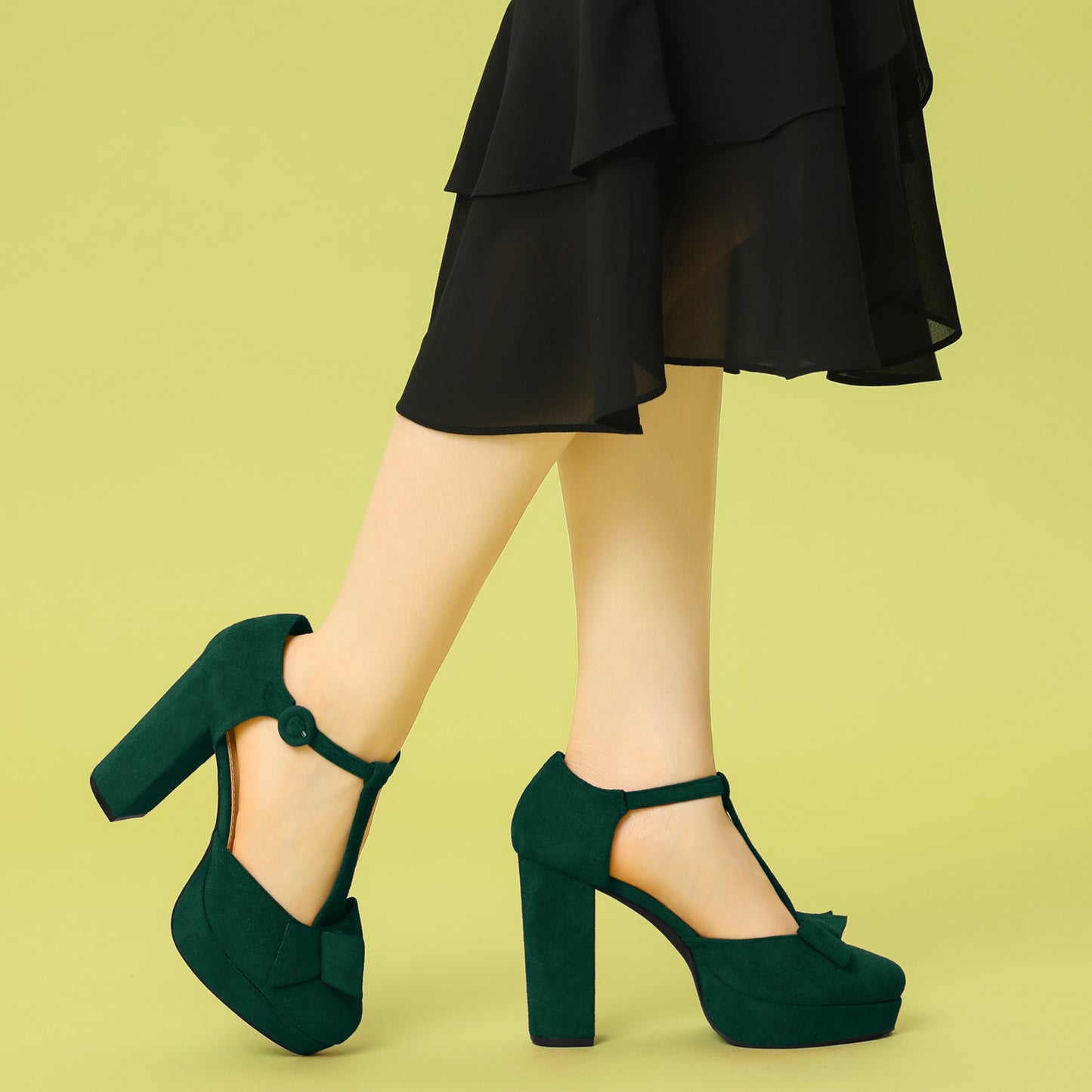 Women's Mary Janes Platform Pumps Chunky Heels Dress Shoes