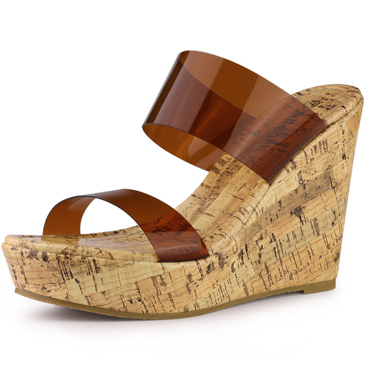 Women's Platform Transparent Straps Wedge Heel Sandals