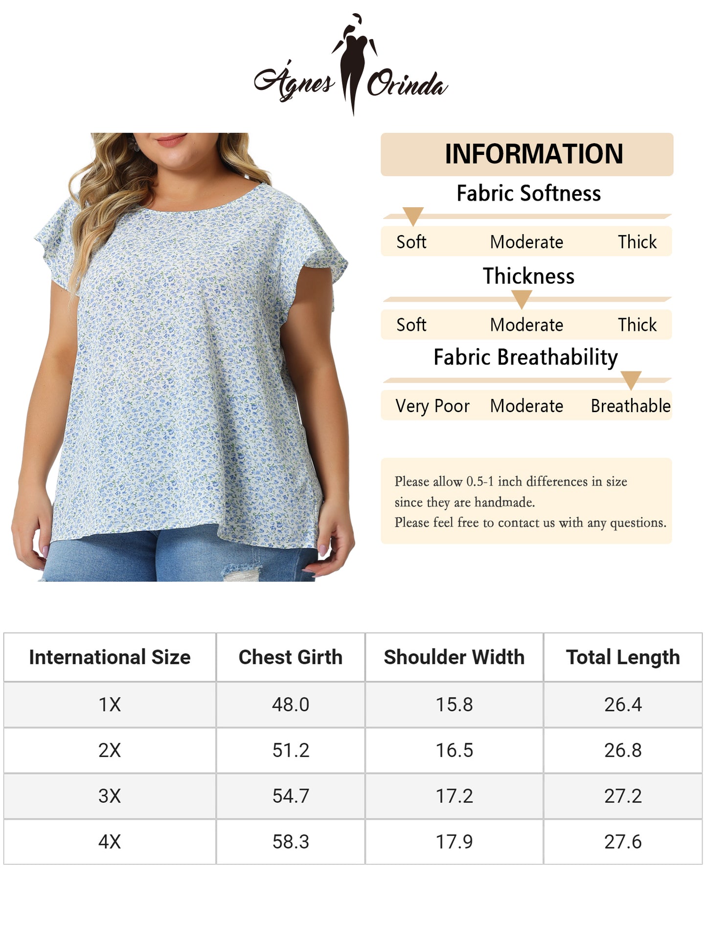 Women's Plus Size Summer Top Floral Round Neck Short Sleeves Ruffle Casual Blouse