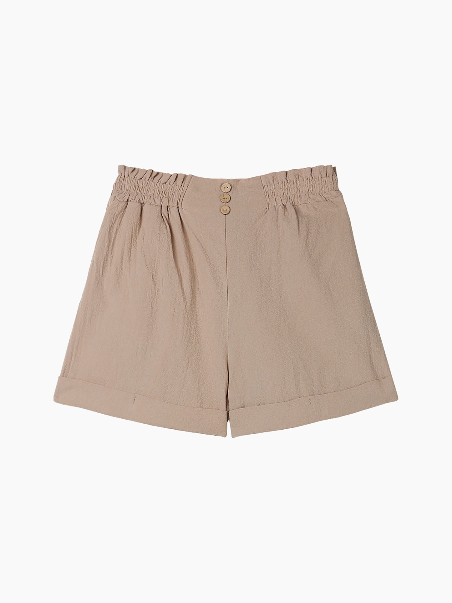 Women's Casual Linen Paperbag Waist Wide Leg Plain Shorts