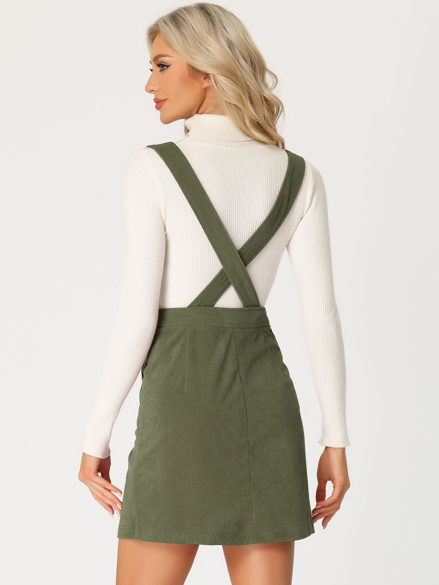 Women's Corduroy Overall Pinafore Dress Strap Suspender Skirt