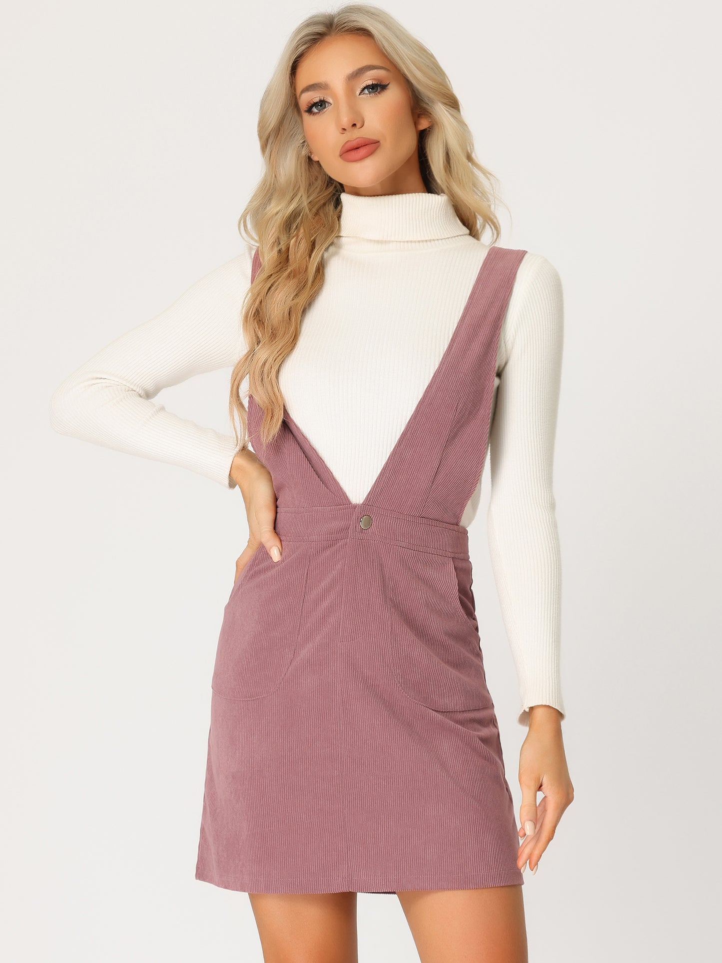 Women's Corduroy Overall Pinafore Dress Strap Suspender Skirt