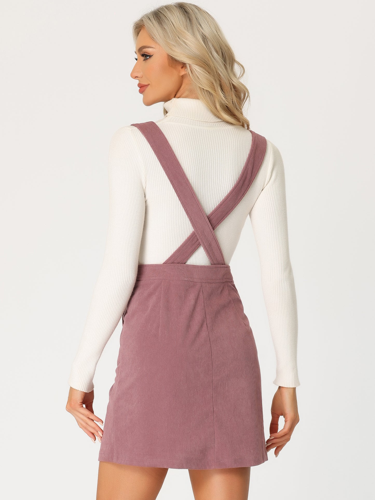Women's Corduroy Overall Pinafore Dress Strap Suspender Skirt