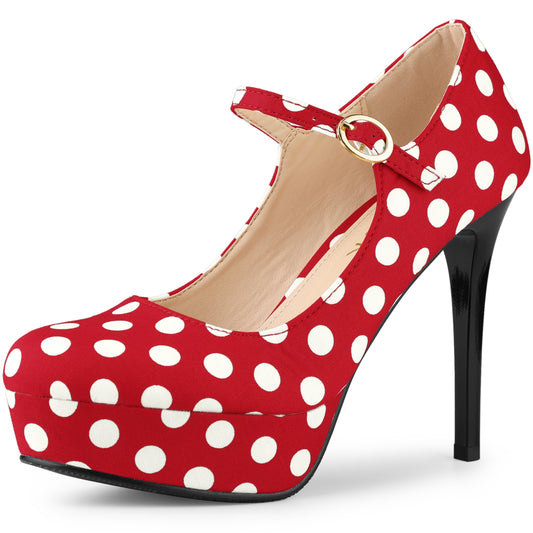 Zapatos Mary Jane de plataforma con lunares y tacón de aguja para mujer