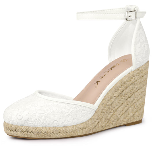Sandalias de plataforma con cuña y encaje para mujer