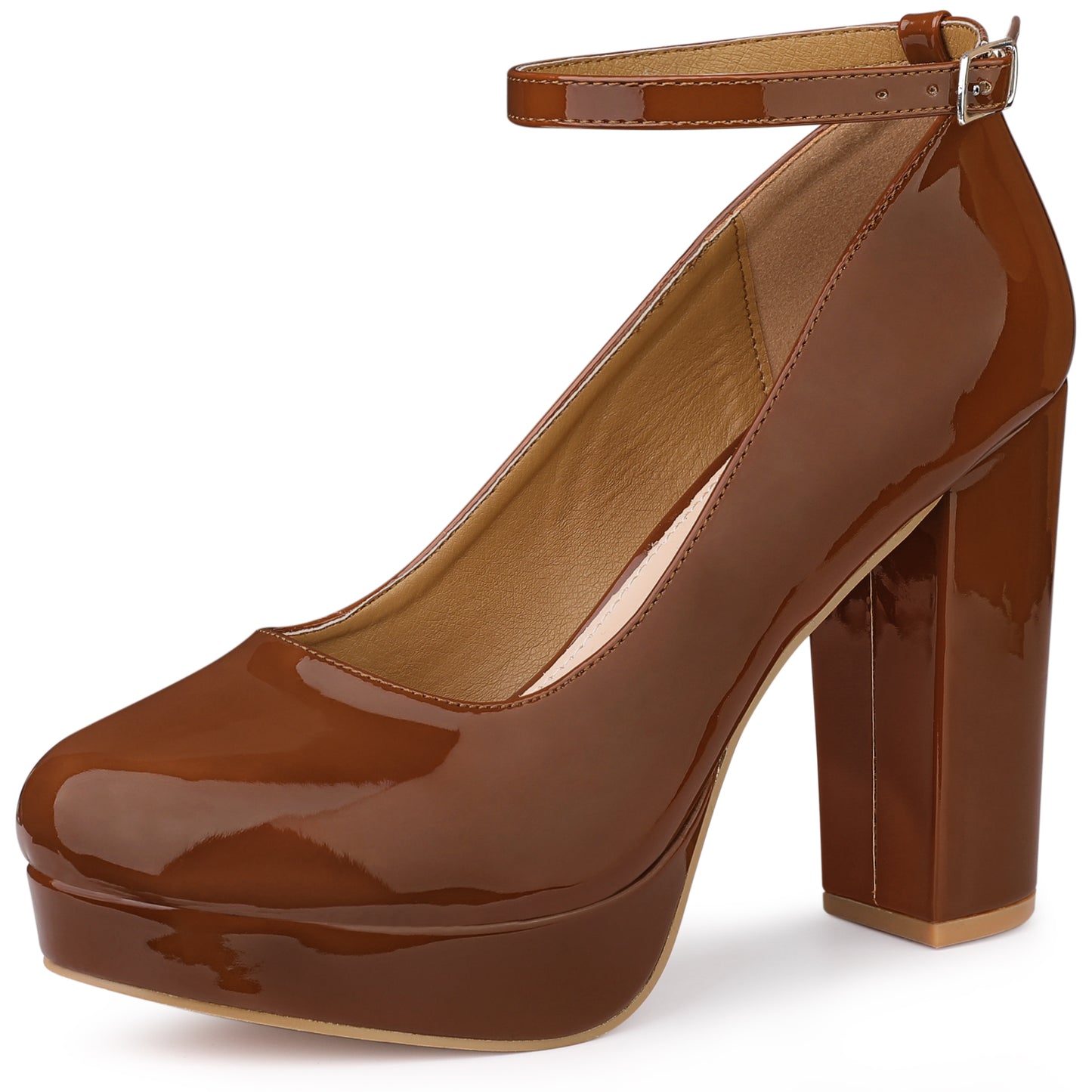 Zapatos Mary Jane de tacón grueso con plataforma y tira al tobillo para mujer