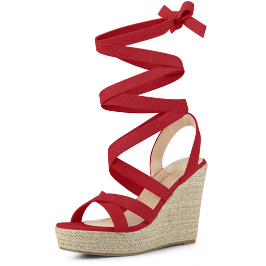 Alpargatas de plataforma con cordones y cuña para mujer