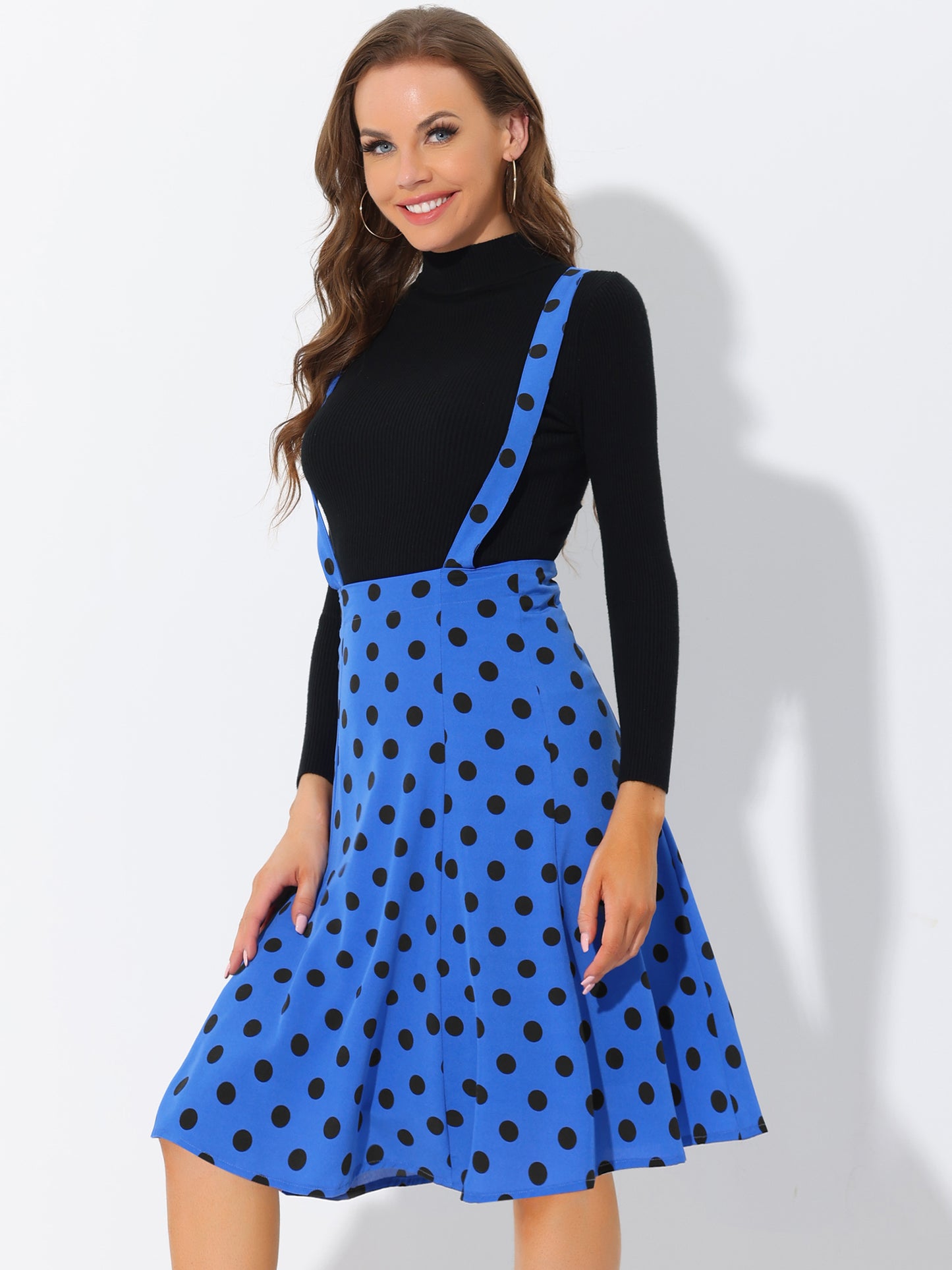 Falda midi holgada con lunares de los años 50 para mujer
