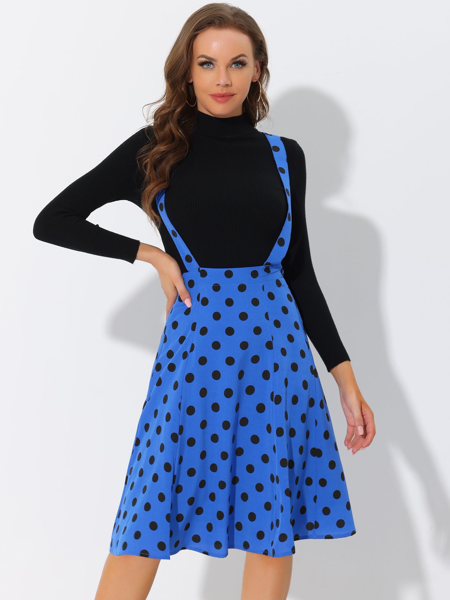 Falda midi holgada con lunares de los años 50 para mujer