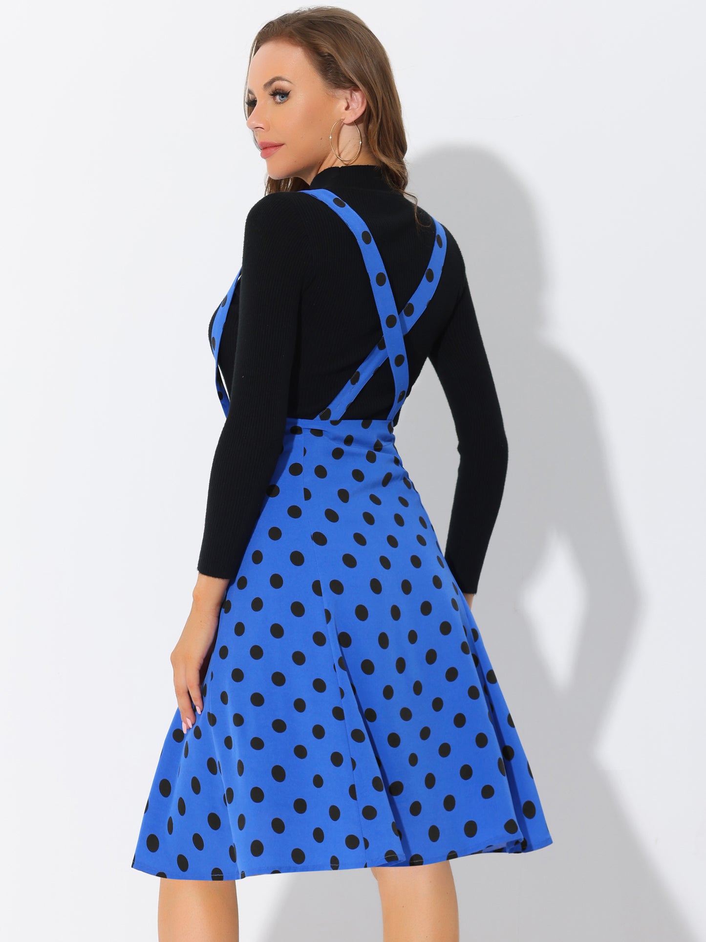 Falda midi holgada con lunares de los años 50 para mujer
