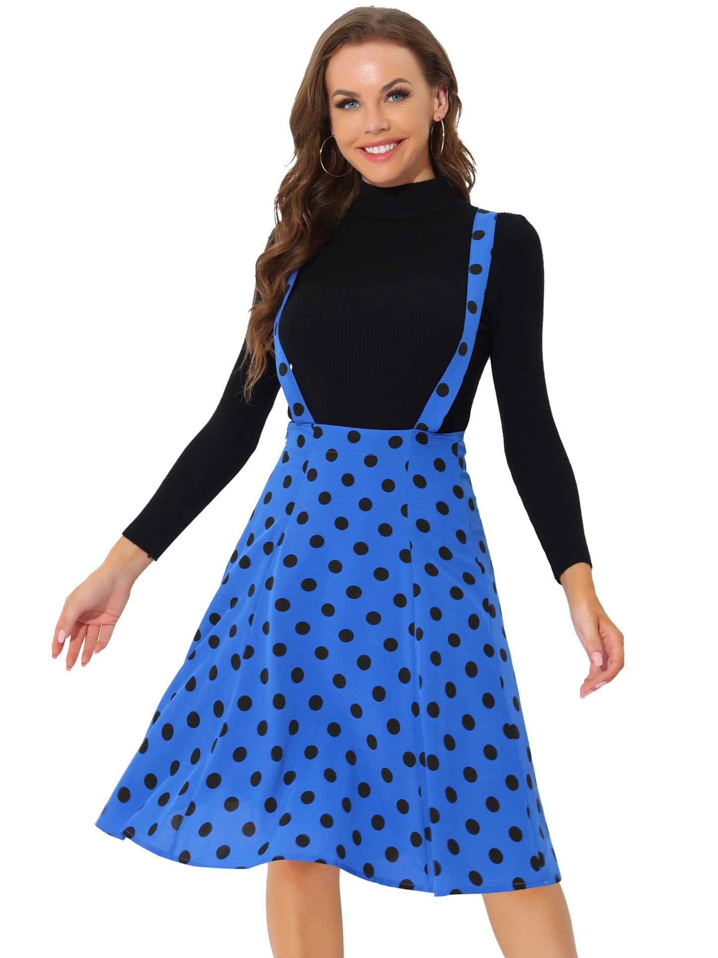 Falda midi holgada con lunares de los años 50 para mujer